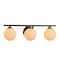 Hello Honey® Robert Stevenson Lighting Lorne Metal & Frosted Glass 3-Light Vanity